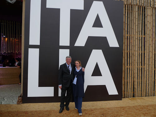 Vander Tumiatti, fondatore e socio accomandatario Sea Marconi e Cristina Tumiatti, direttrice commerciale e marketing Sea Marconi al padiglione Italia